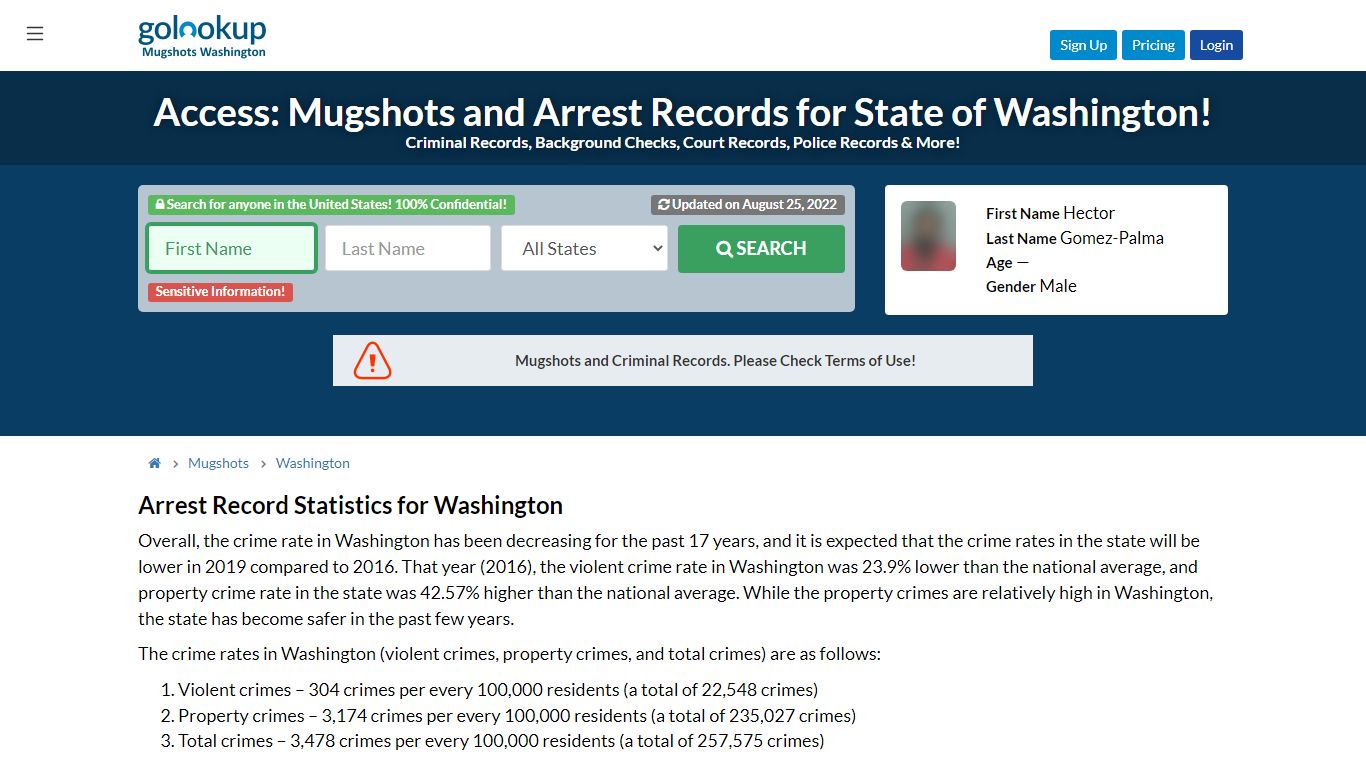 Access: Mugshots and Arrest Records for State of Washington! - GoLookUp